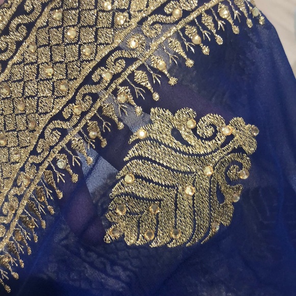 Saree Indian Wedding Traditional royal blue Sari - Picture 6 of 7